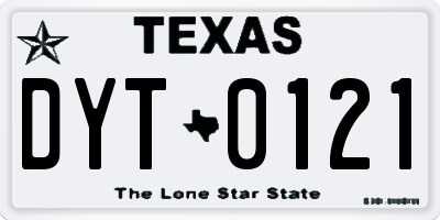 TX license plate DYT0121