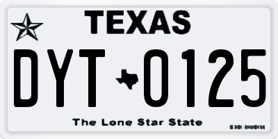 TX license plate DYT0125