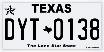 TX license plate DYT0138