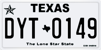TX license plate DYT0149
