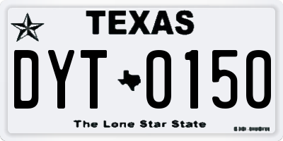 TX license plate DYT0150