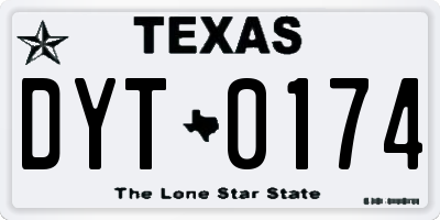 TX license plate DYT0174