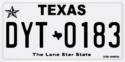 TX license plate DYT0183