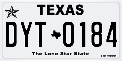 TX license plate DYT0184