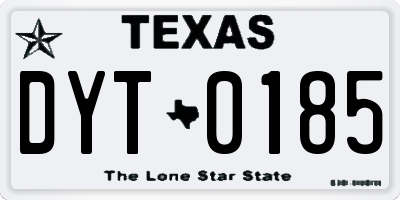 TX license plate DYT0185