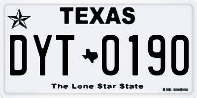 TX license plate DYT0190