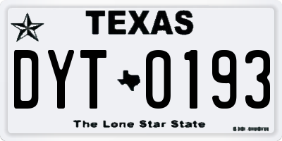 TX license plate DYT0193
