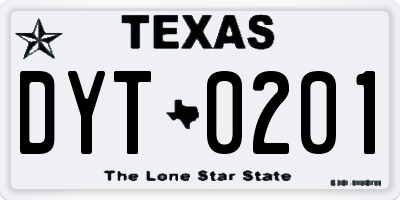 TX license plate DYT0201