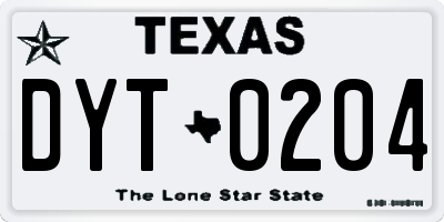 TX license plate DYT0204
