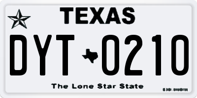 TX license plate DYT0210