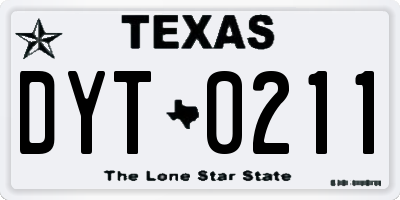 TX license plate DYT0211