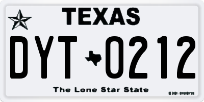 TX license plate DYT0212