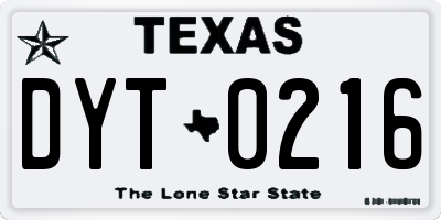 TX license plate DYT0216