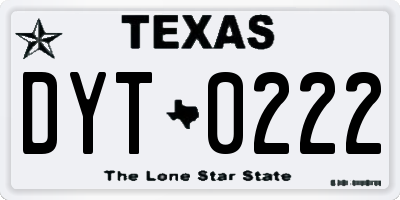 TX license plate DYT0222