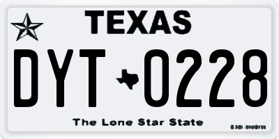 TX license plate DYT0228