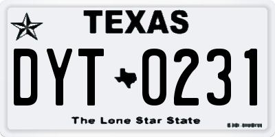 TX license plate DYT0231
