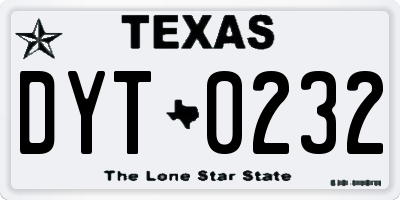 TX license plate DYT0232