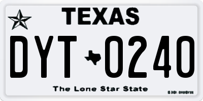 TX license plate DYT0240