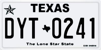 TX license plate DYT0241