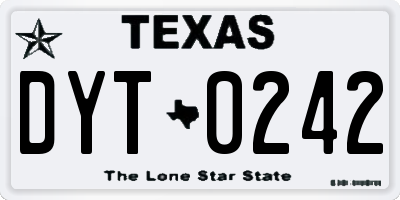 TX license plate DYT0242