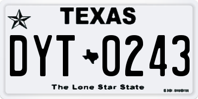 TX license plate DYT0243