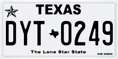 TX license plate DYT0249