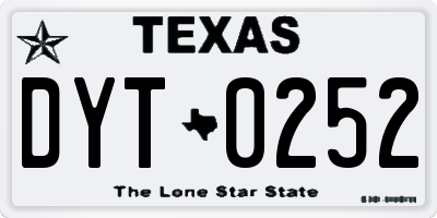 TX license plate DYT0252
