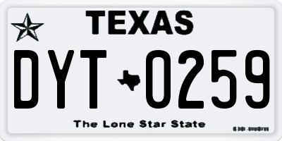 TX license plate DYT0259