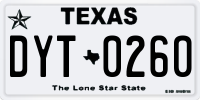 TX license plate DYT0260