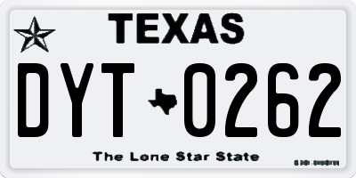 TX license plate DYT0262