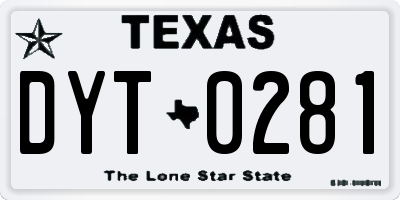 TX license plate DYT0281