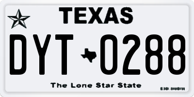 TX license plate DYT0288