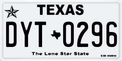 TX license plate DYT0296