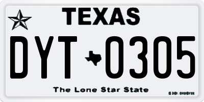 TX license plate DYT0305