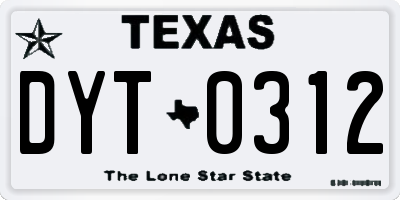 TX license plate DYT0312