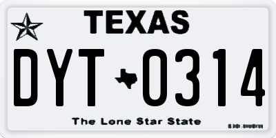 TX license plate DYT0314