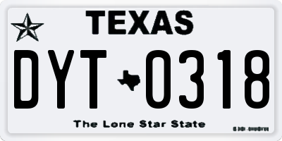 TX license plate DYT0318