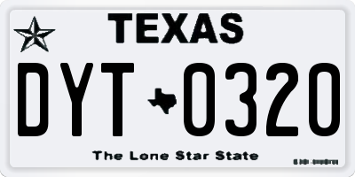 TX license plate DYT0320