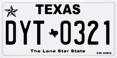 TX license plate DYT0321