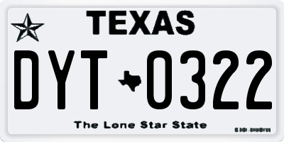 TX license plate DYT0322