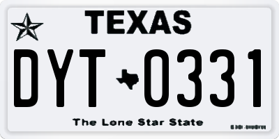 TX license plate DYT0331