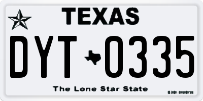 TX license plate DYT0335