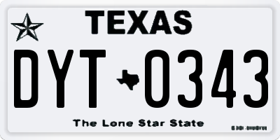 TX license plate DYT0343