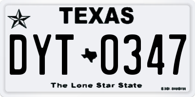 TX license plate DYT0347