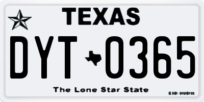 TX license plate DYT0365