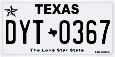 TX license plate DYT0367