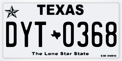 TX license plate DYT0368