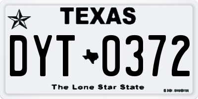 TX license plate DYT0372