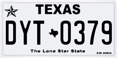 TX license plate DYT0379