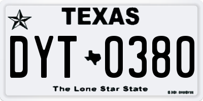 TX license plate DYT0380